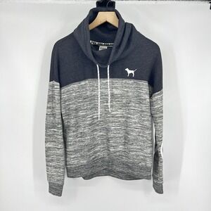 Pink Victoria's Secret Colorblock Pullover Hoodie Black/Gray Logo Size Small